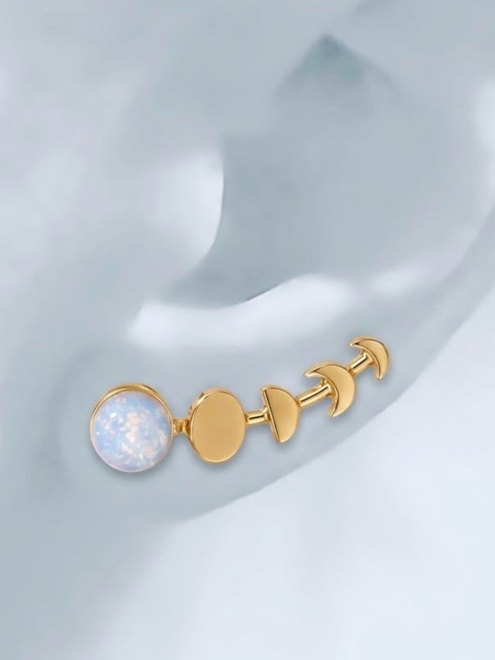 Moonstone Moon Phases~ Crescent Waxing Waning Gibbous Full Sky Stone Ear Climber